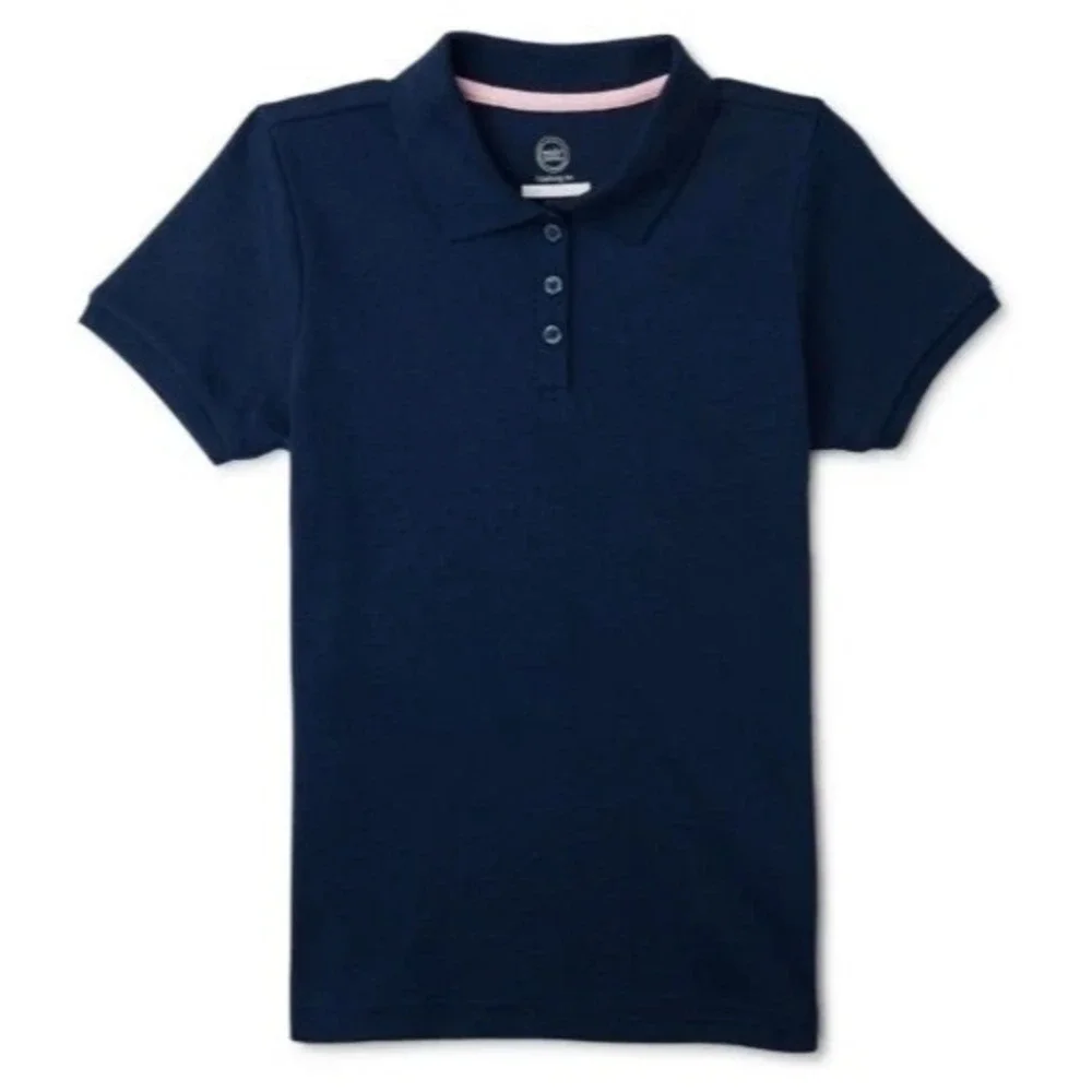 Wonder Nation Girls Polo Shirt Size XL (14-16) Plus Navy School Uniform Cotton